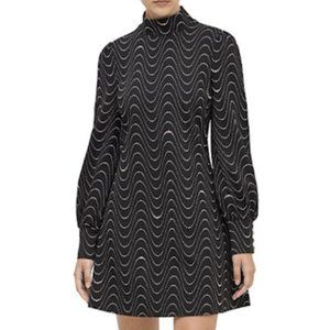 Kate Spade Women's Wavy Dot Ponte Long Sleeve Black Dress Sz L New with Tags